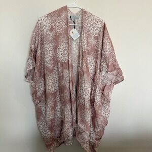 Lotus and Luna Kimono Pink Mandala Print Rayon Handmade Thailand Women One Size